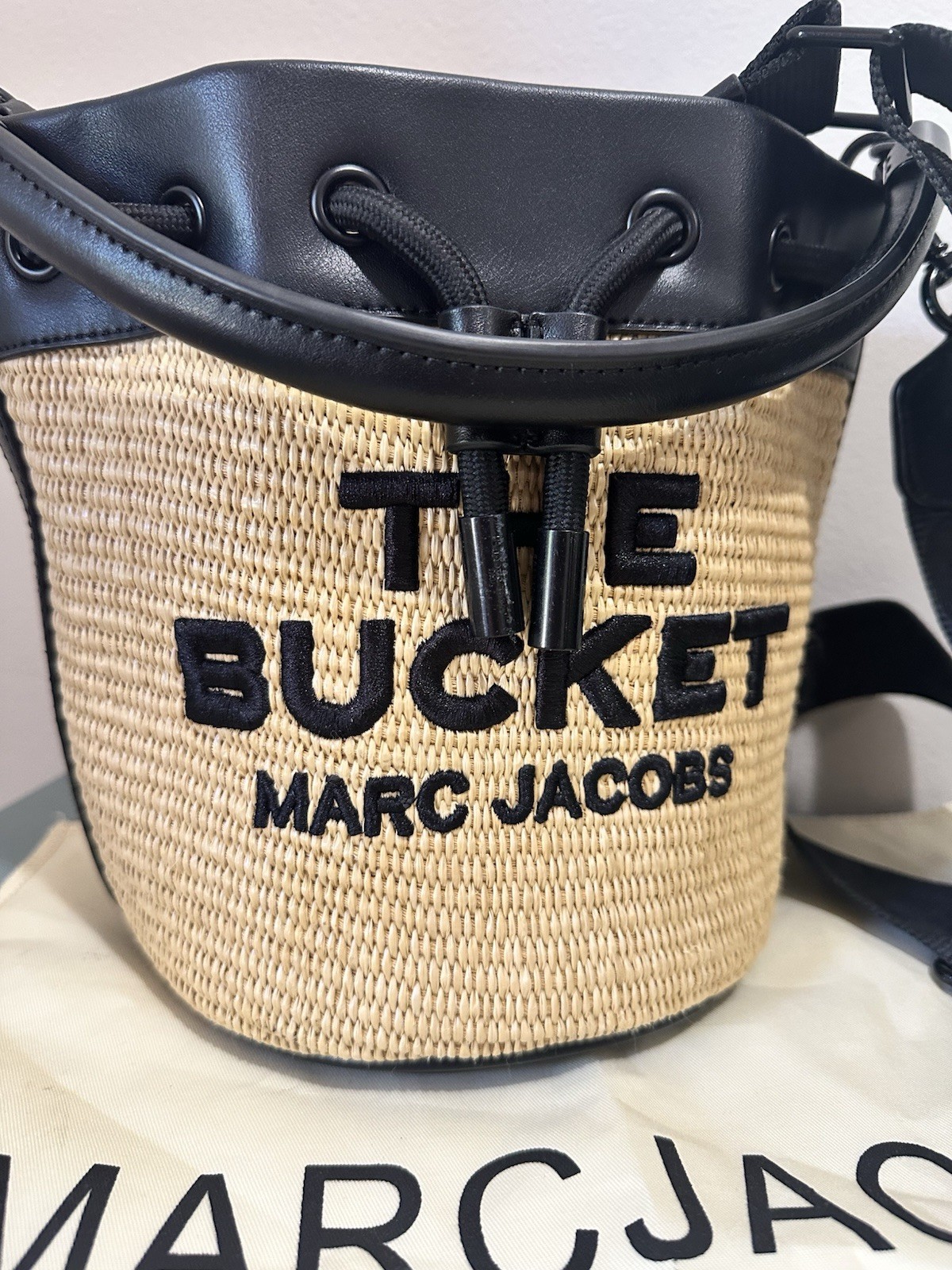 Marc Jacobs The Woven Bucket Bag Black Leather Crossbody Shoulder