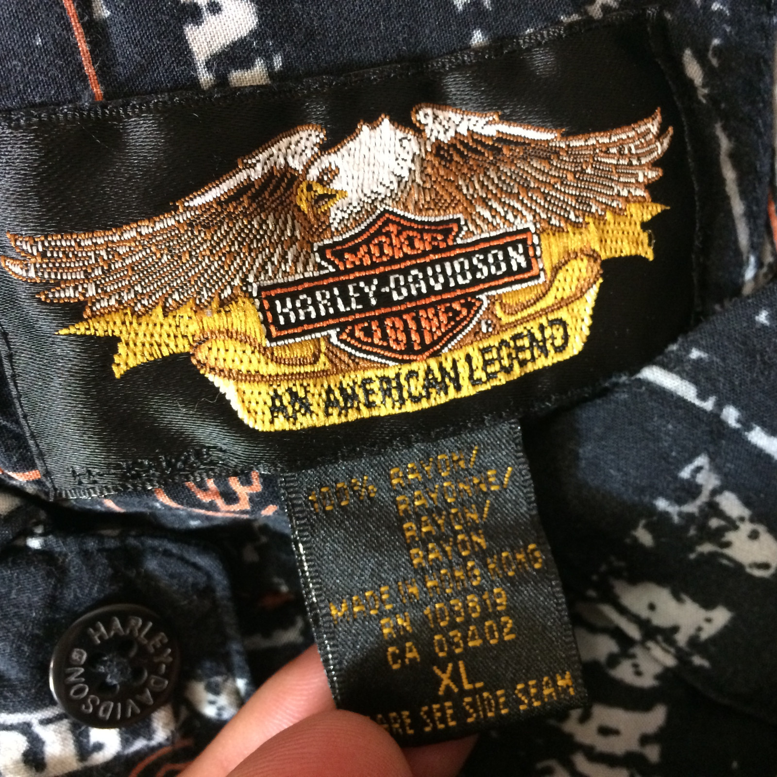 Vintage 80s 90s Harley Davidson Hawaiian Rayon Surf Beach Map Motorcycle Shirt