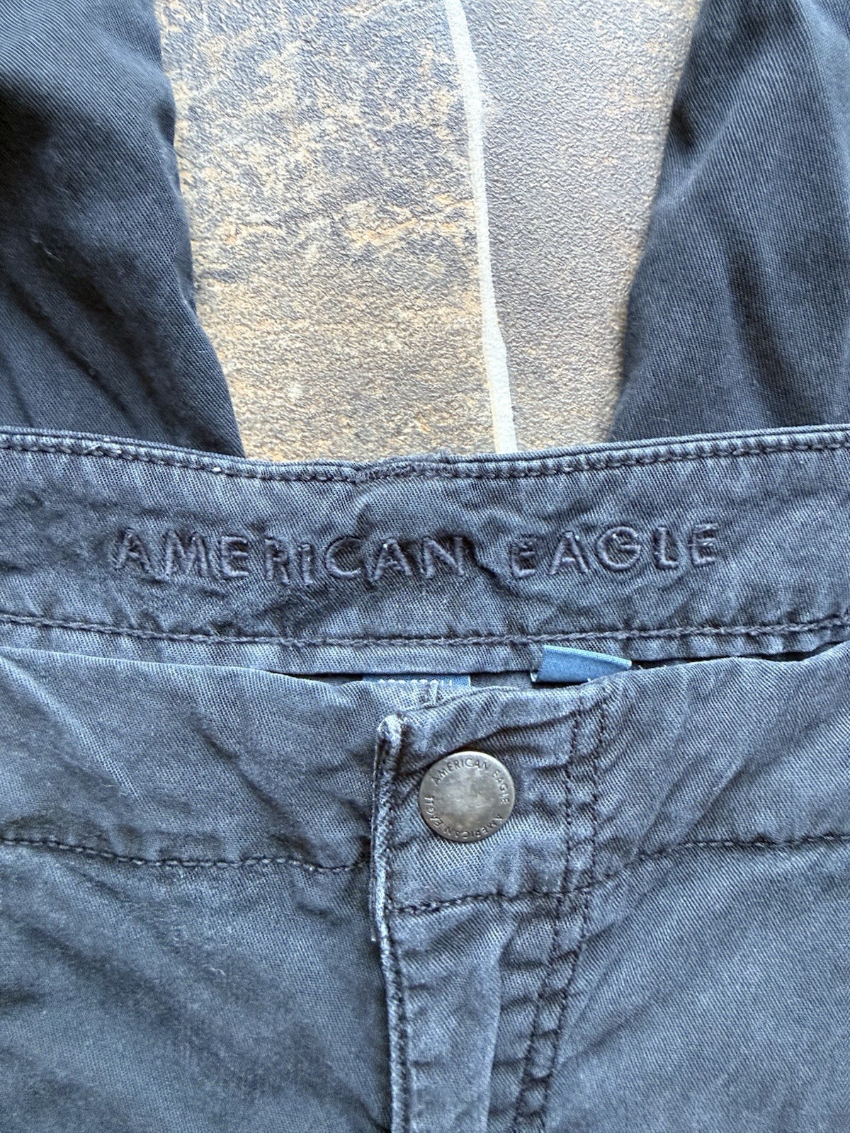 American Eagle Women’s Gray Canvas Cargo Pants Size 4 Straight Leg Pockets