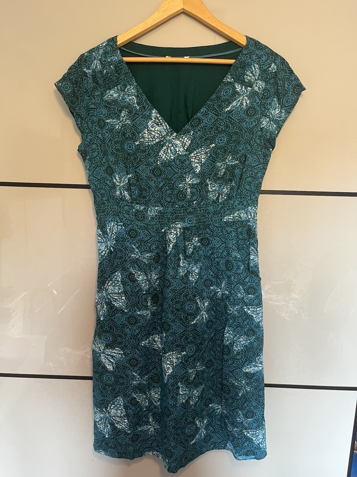 Green/turquoise Fully Lined butterfly detail Summer Dress Size 12