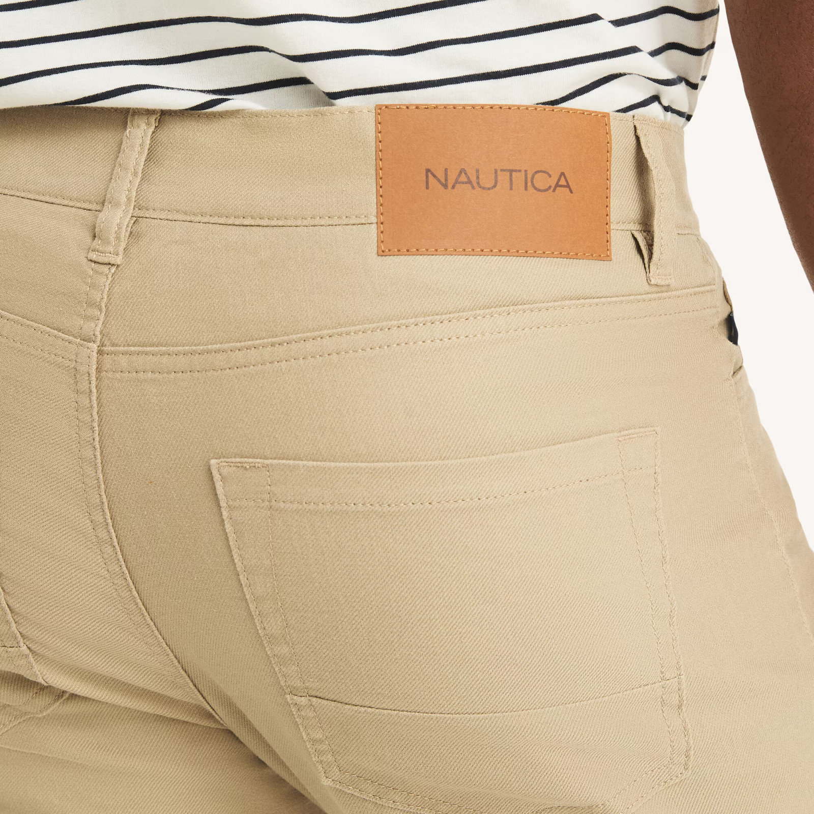 Nautica Mens Straight Fit Lightweight Soft Linen Blend 5 Pocket Flat Front Pants