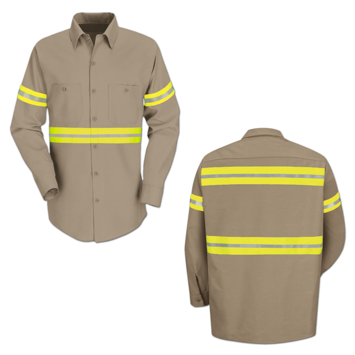 Red Kap Enhanced Visibility Hi Vis Reflective Work Towing Uniform Shirts LS
