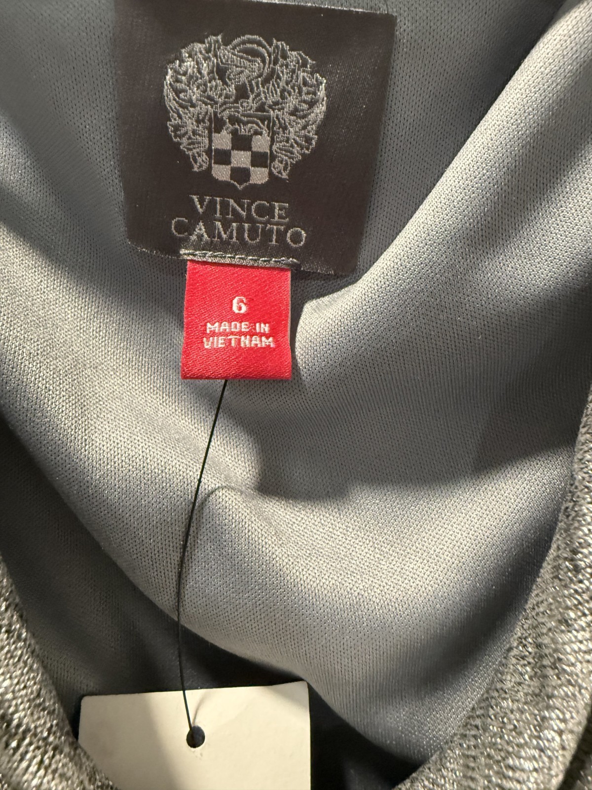 NWT, Vince Comuto silver dress, cowl neck, side zip
