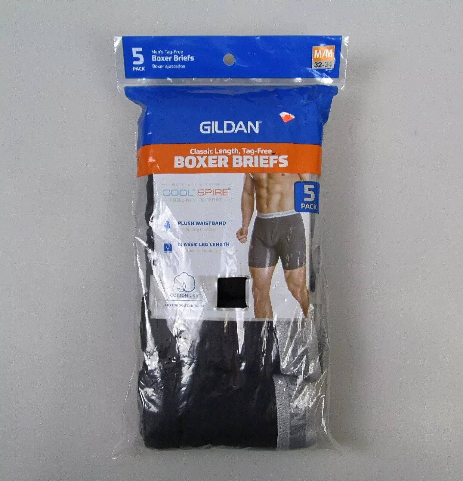 Gildan Boxer Briefs Mens (5 Pack) Classic Length Tag Free New (Assorted Colors)