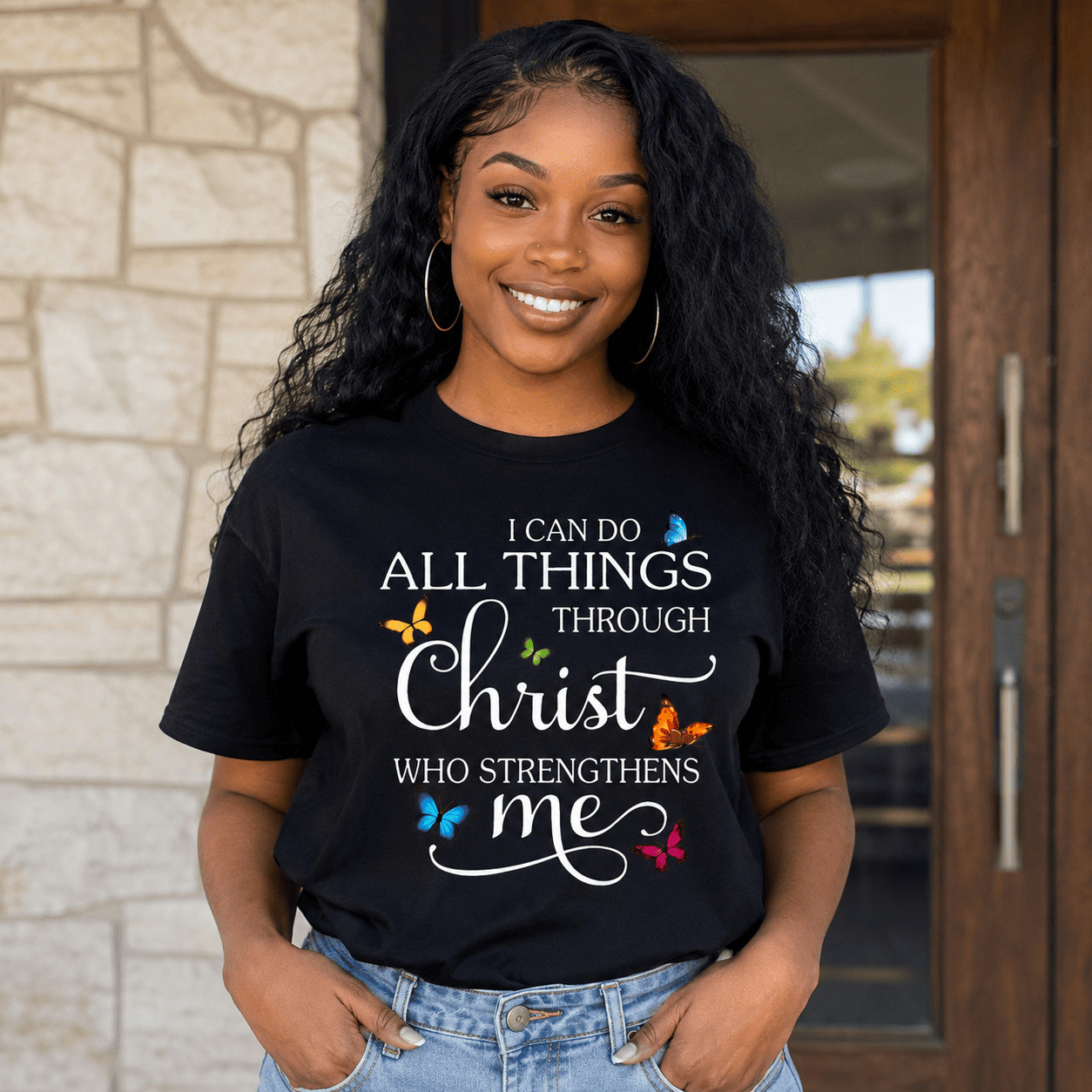 Women Christian Faith Quote Graphic T-Shirt Colorful Scripture Casual Tee