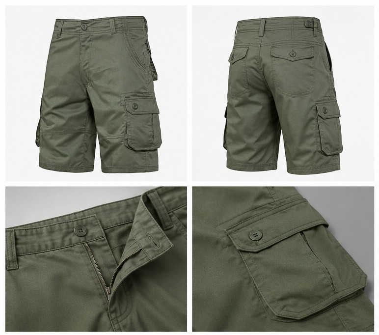 Men’s Tactical Cargo Shorts Army Green Multi Pocket Outdoor Hiking Work Shorts