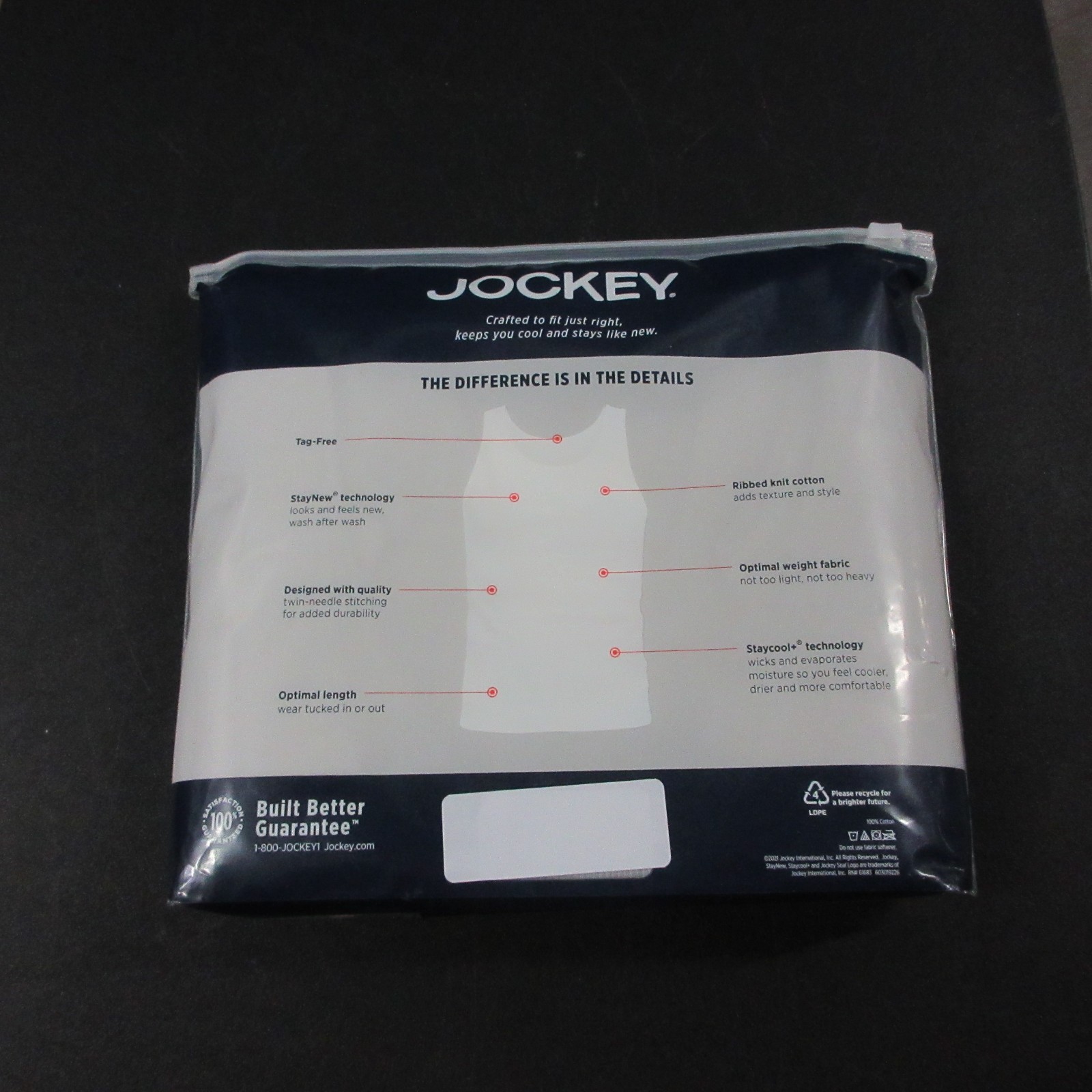 New Jockey 4 Pack Men’s Stay Cool Cotton Tanks Size Extra Large XL White