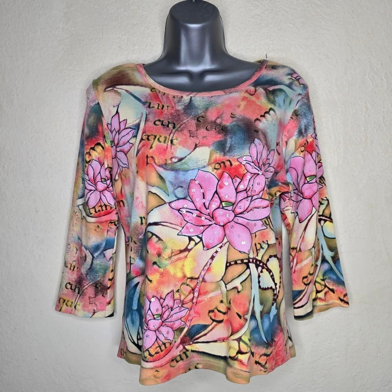 Take Two Clothing Co. Lotus Floral Sequin Graphic Top
