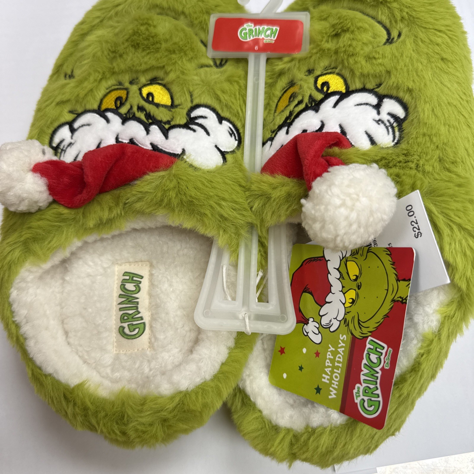 The Grinch Slippers Sz 6 Christmas Holiday New