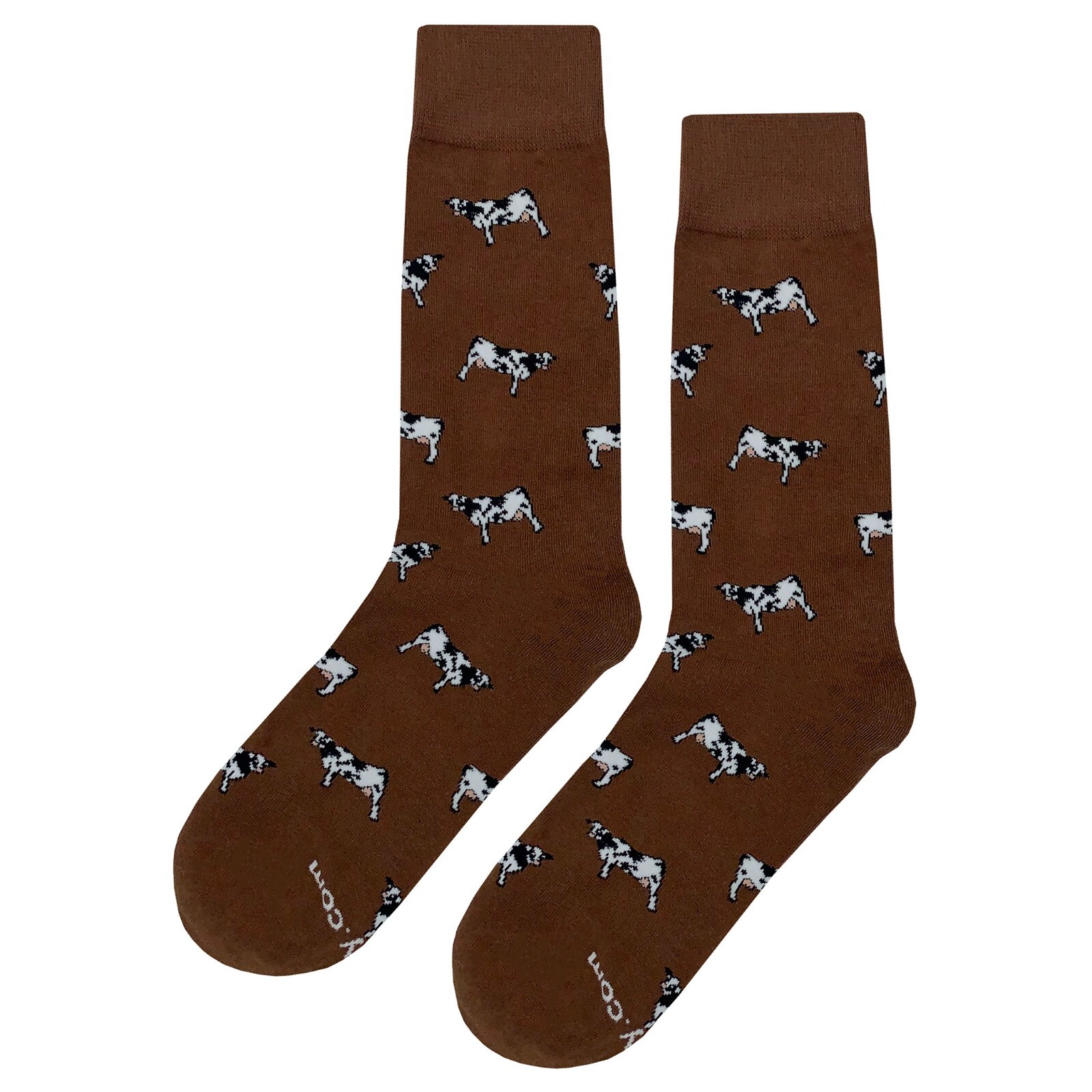 NWT Cow Frenzy Dress Socks Novelty Men 8-12 Brown Crazy Fun Sockfly
