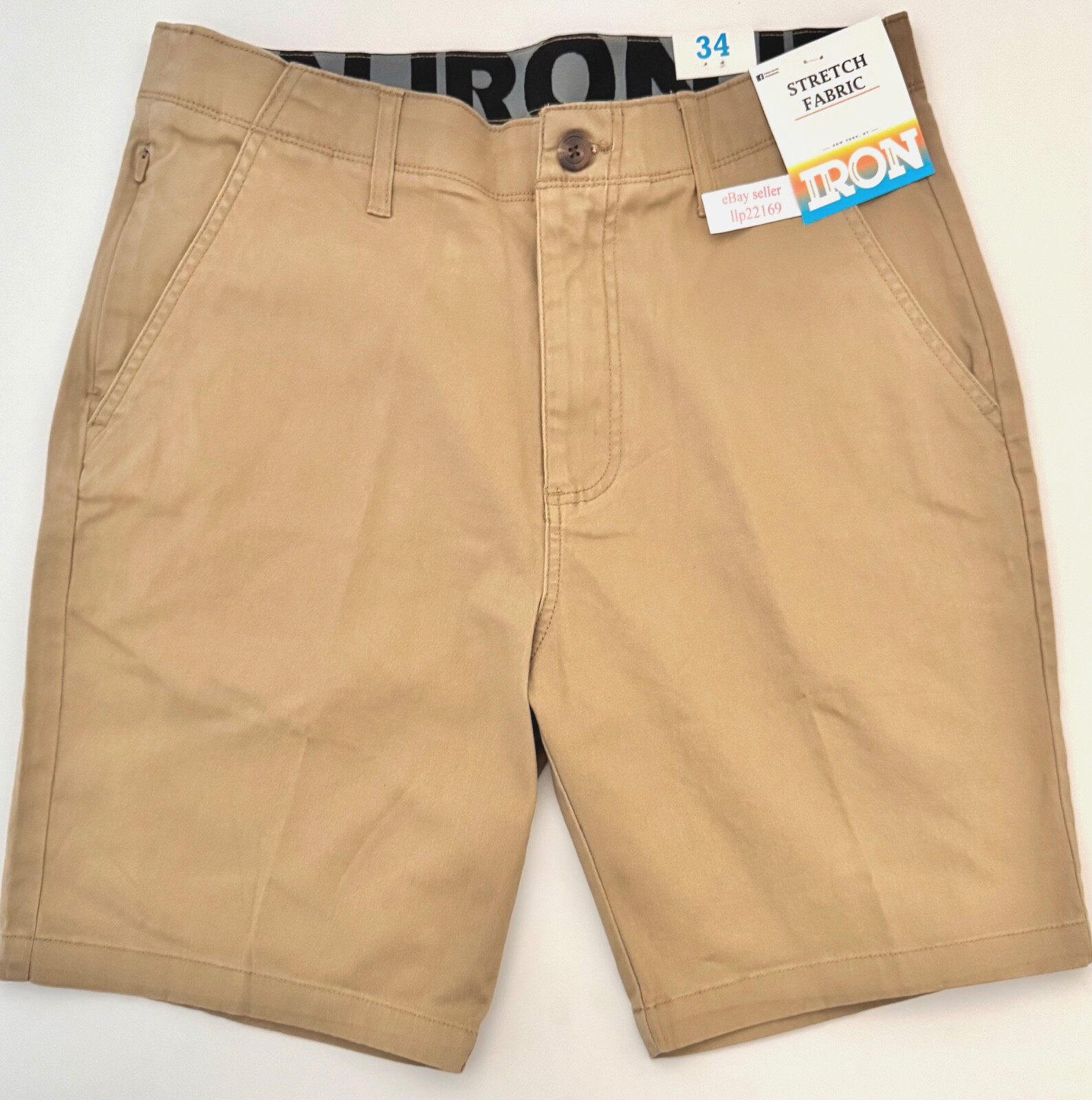 IRON CO Men’s Stretch Shorts (SIZE 34) Flex Waist Flat Front BOARDWALK New Tag!
