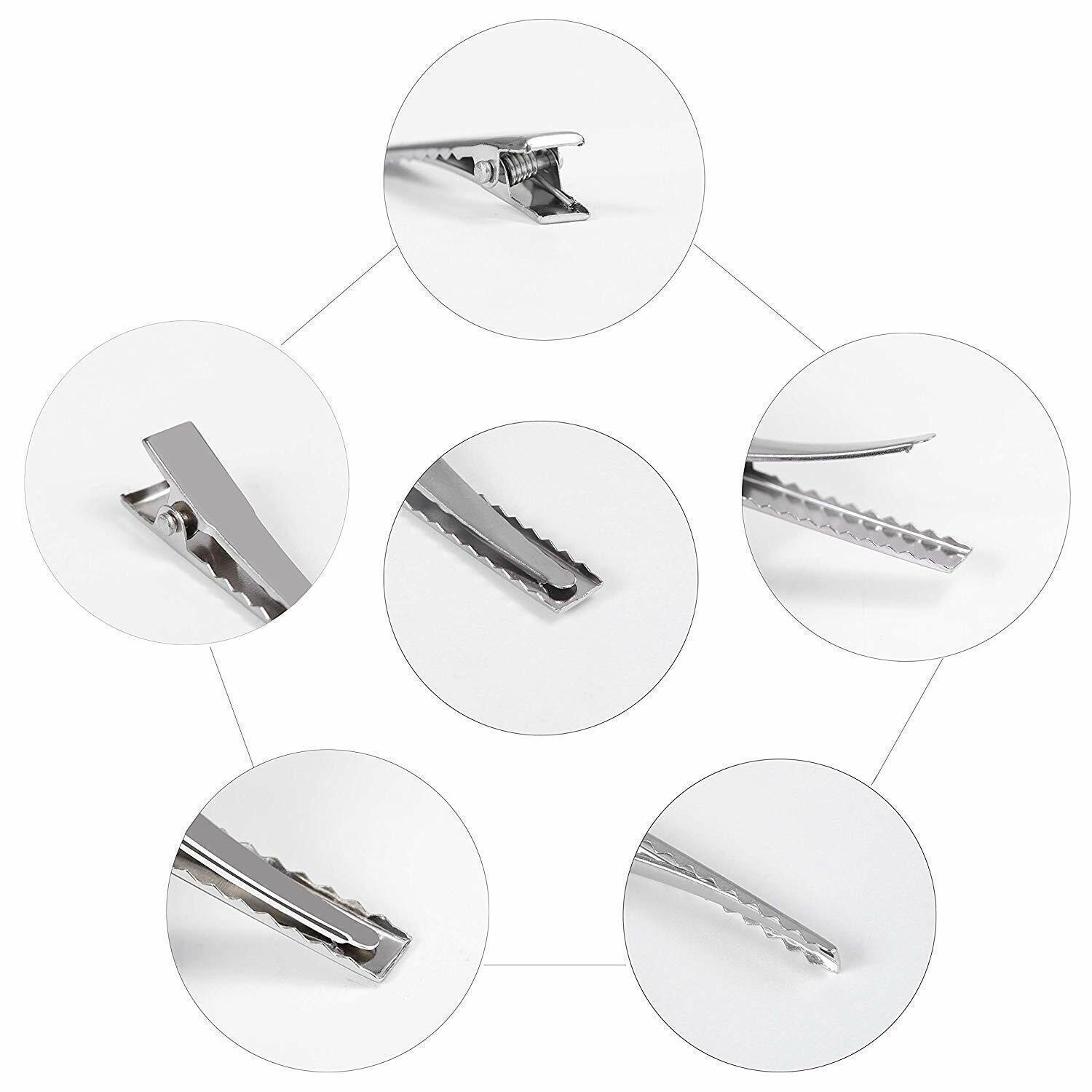 100/200/300x Silver Single Prong Alligator Metal Clips 1.75″ Hair Bow Clips Bulk