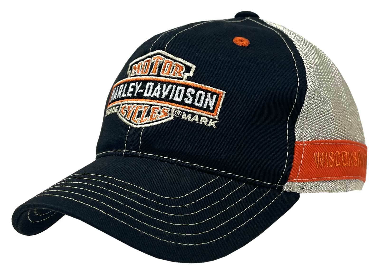 Harley-Davidson Men’s Trademark B&S Curved Brim Colorblocked Mesh Trucker Cap
