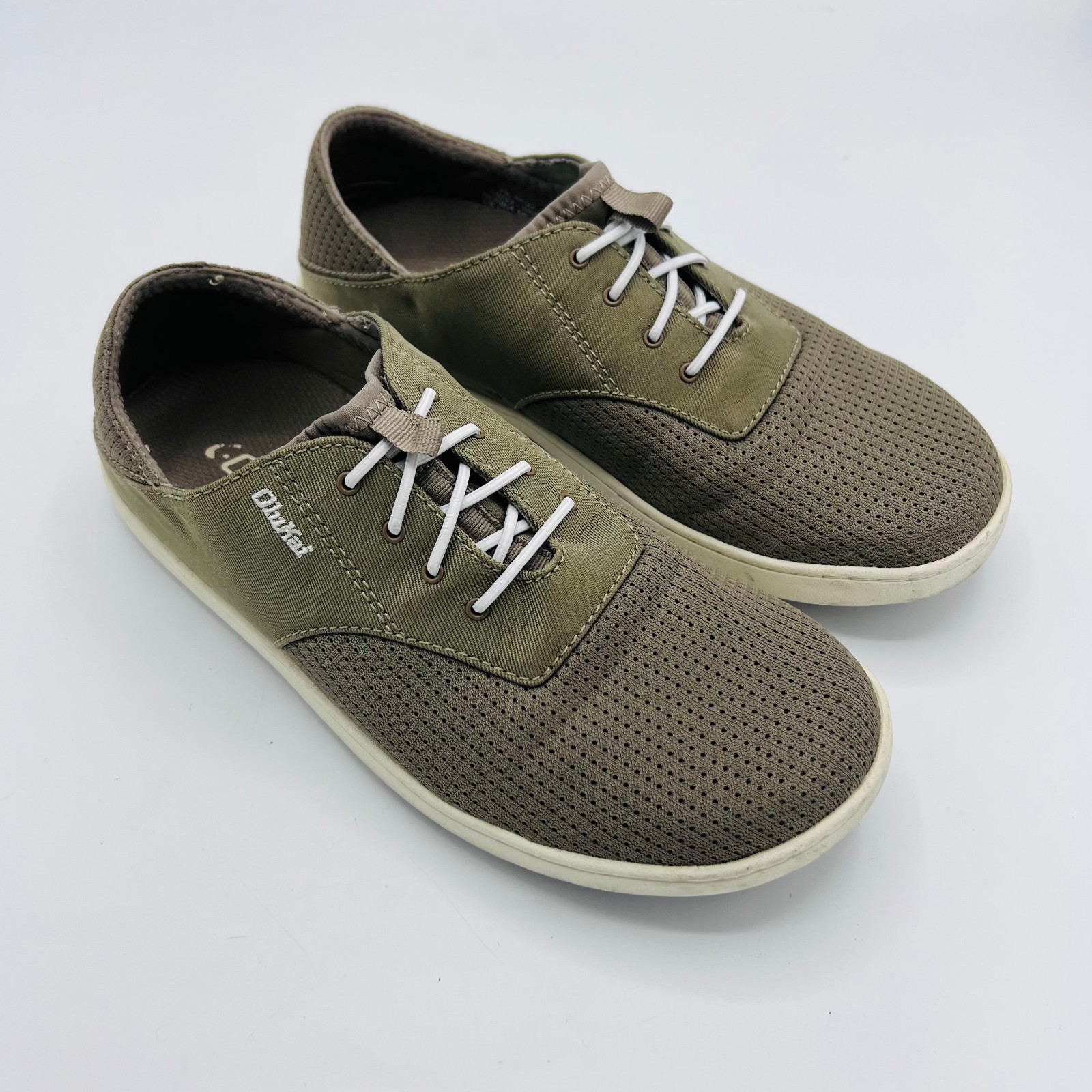 OluKai Nohea Moku Men’s No Tie Boat Shoes Size 7 $120 in Clay Tapa