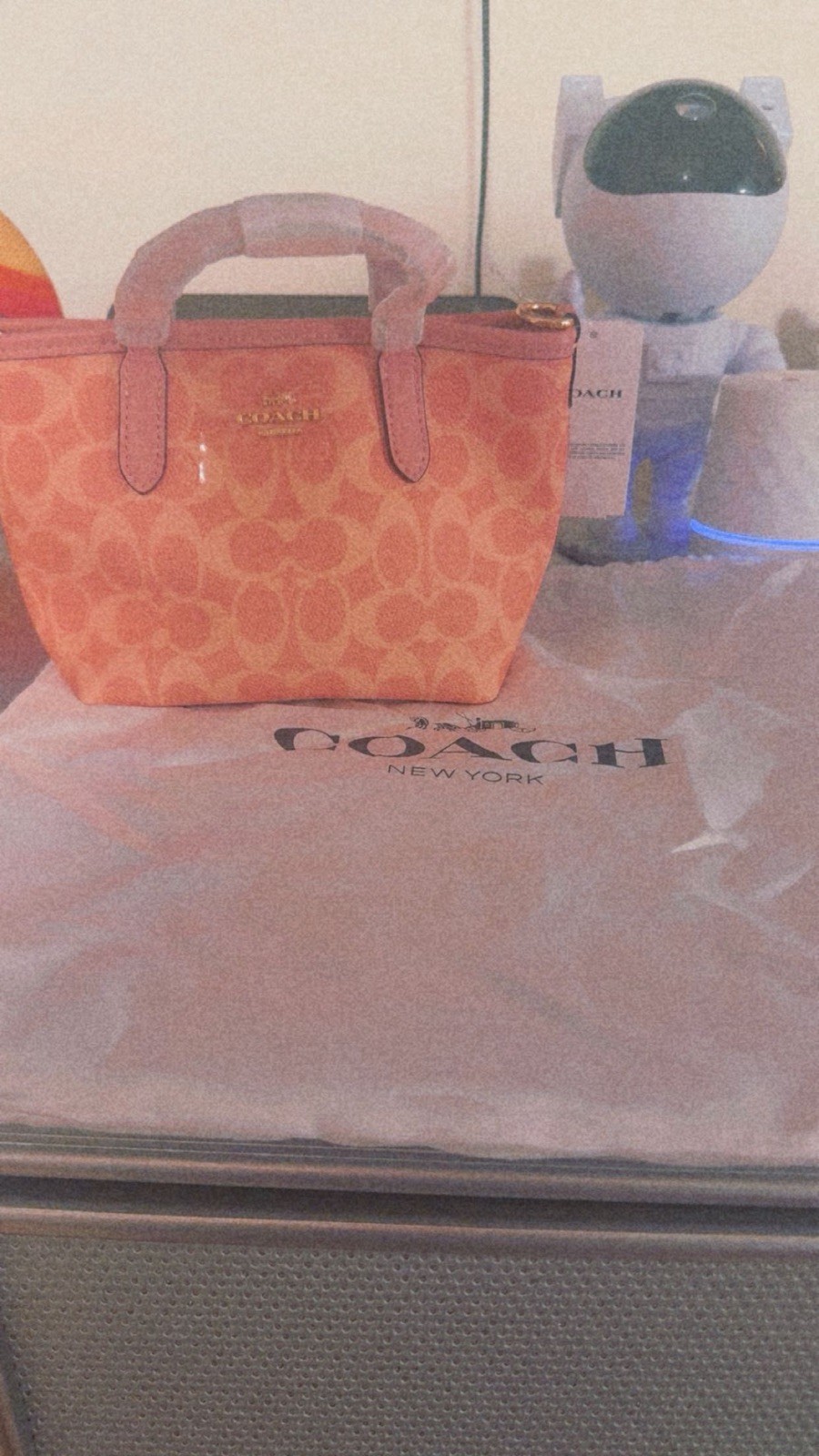 COACH City Mini Tote Bag Signature Canvas CW032 Powder Pink Outlet NEW