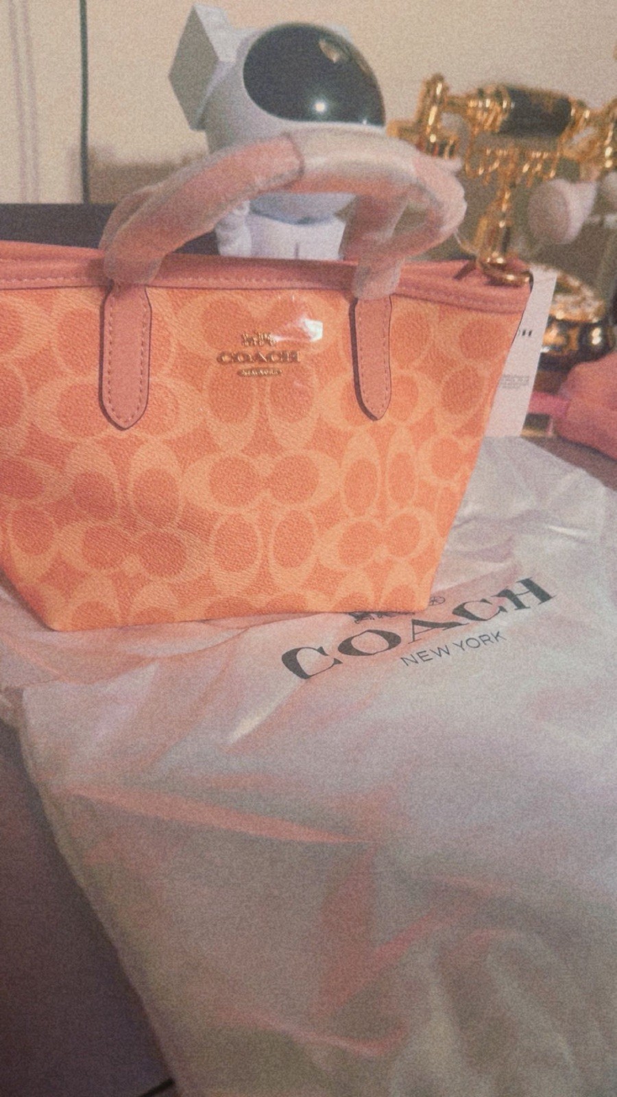 COACH City Mini Tote Bag Signature Canvas CW032 Powder Pink Outlet NEW