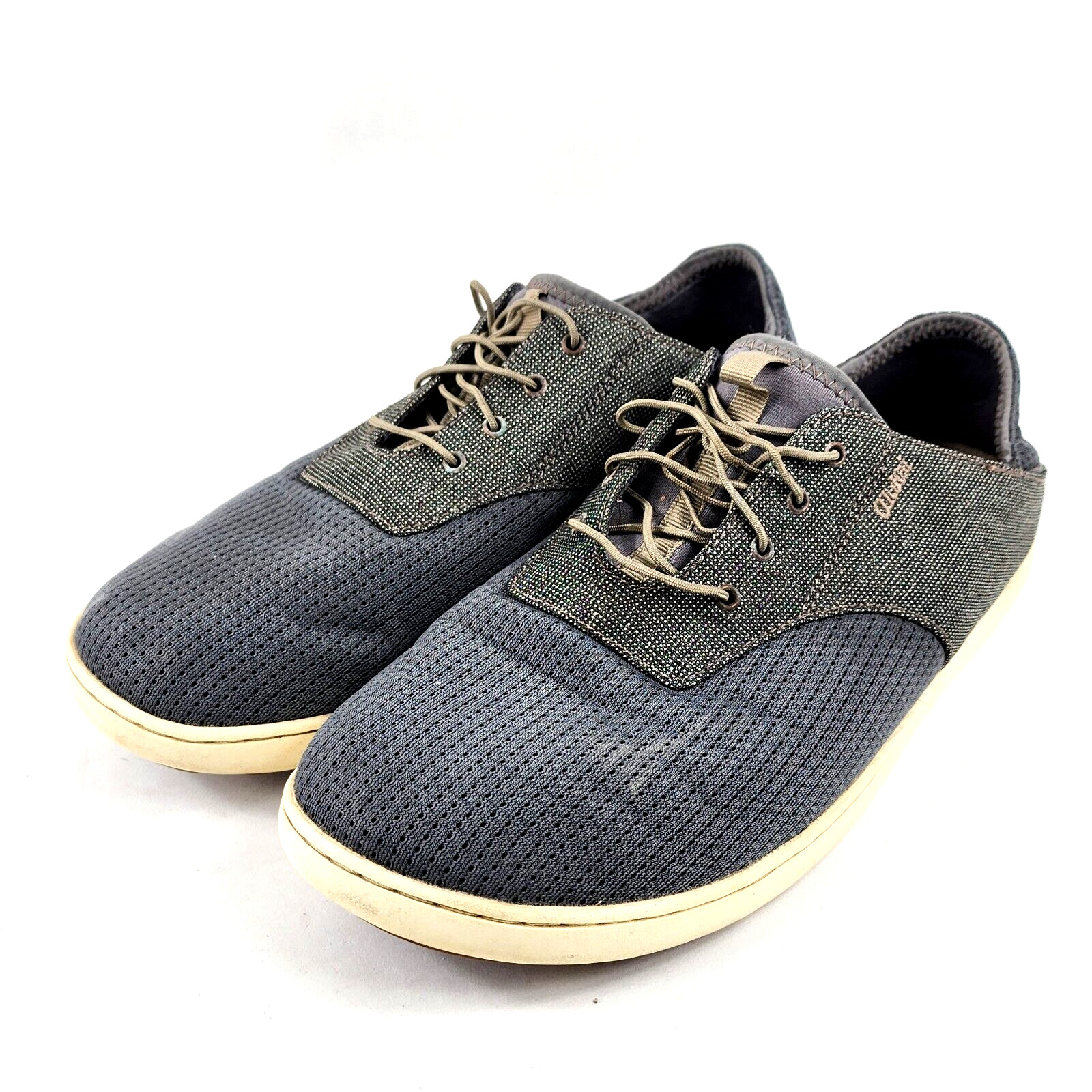 Olukai Nohea Moku Mens Size 10.5 Charcoal/Clay Textile Slip On Boat Shoes