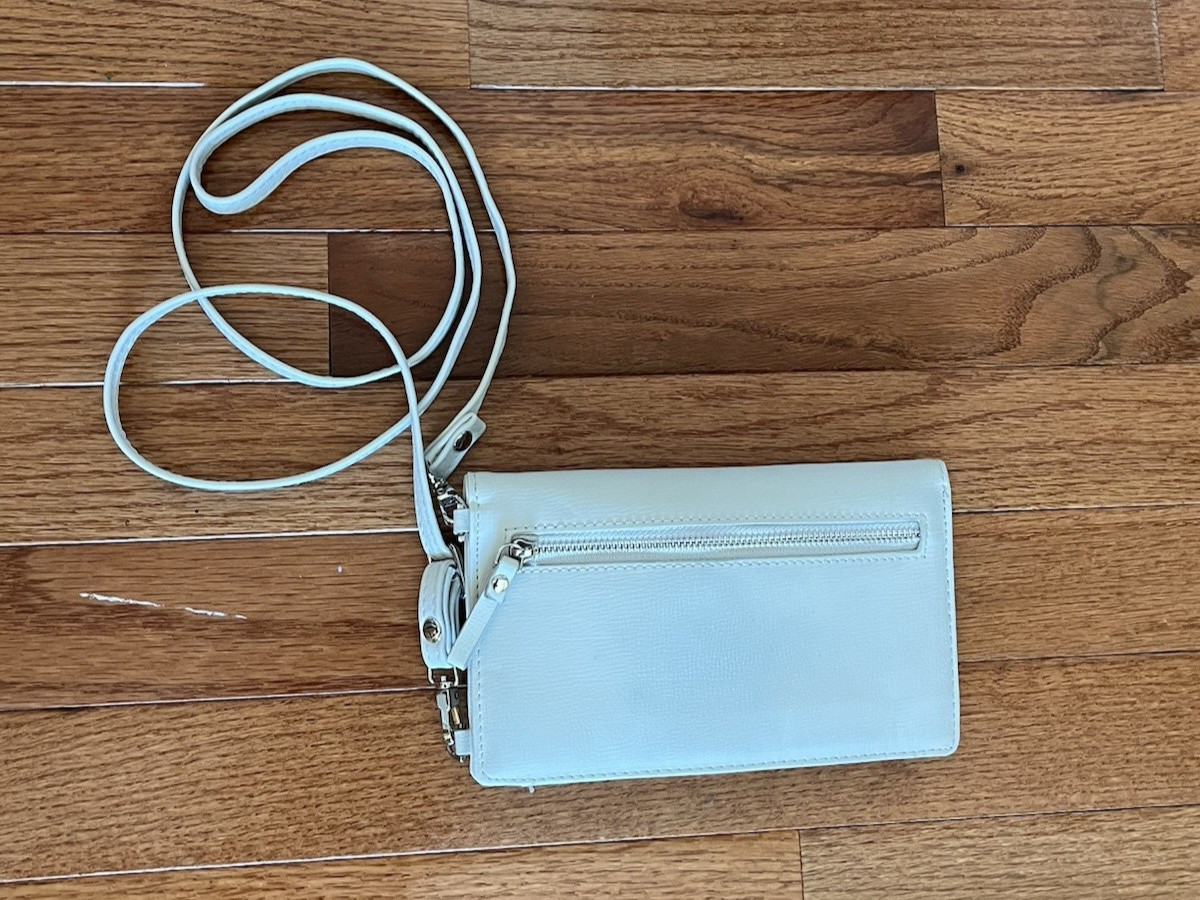 Cellphone Crossbody Wallet PRETTYZYS COLLECTION Gray with Little Flowers