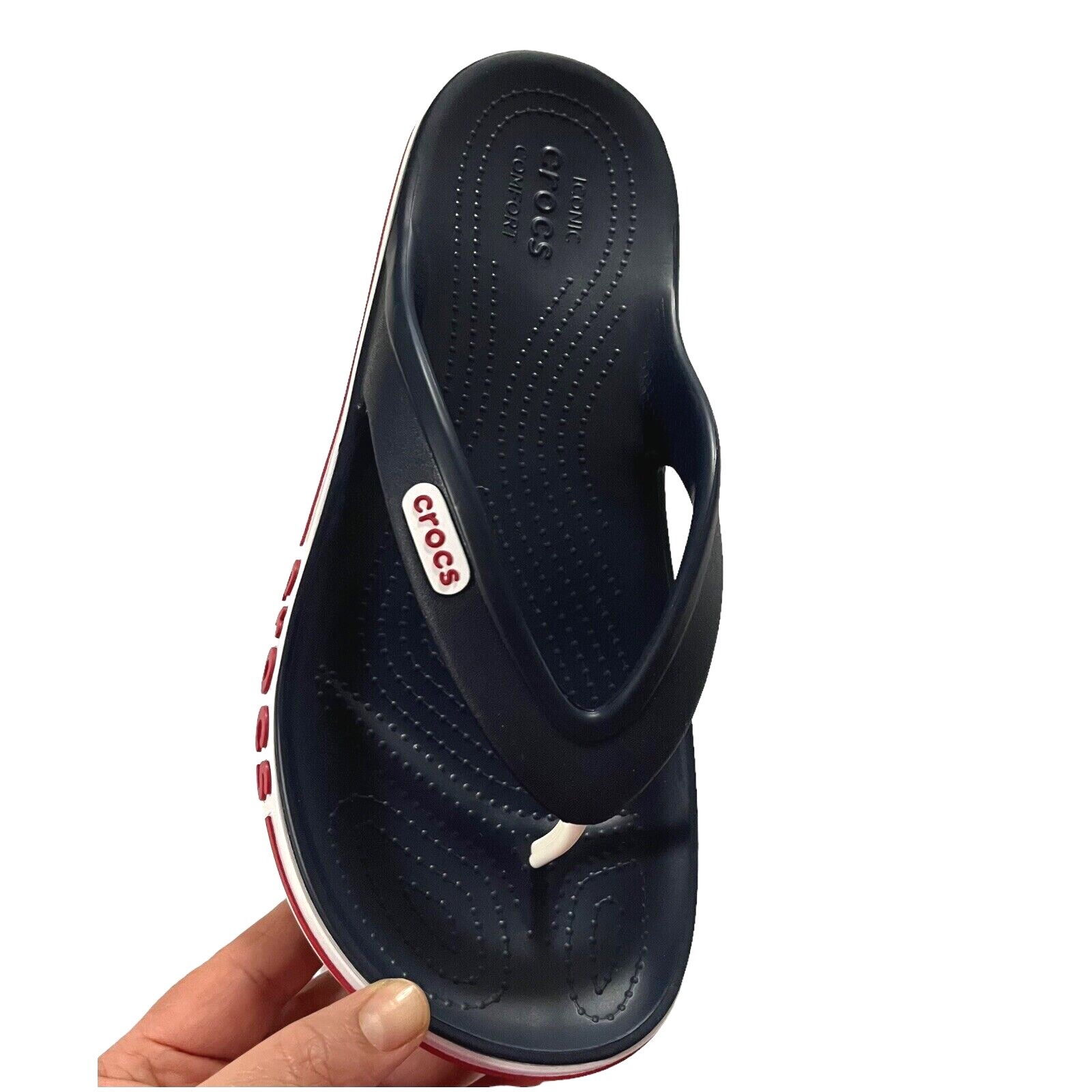 Crocs Bayaband Womens Flip Flop Sandal Sz 9 Navy Blue Water Friendly Lightweight