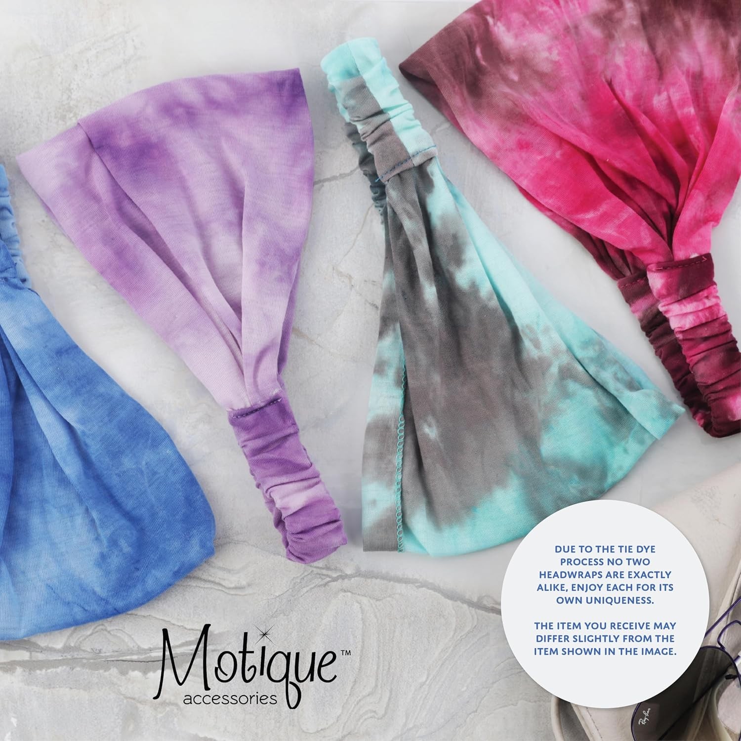 Motique Accessories Cotton Tie Dye Wide & Stretchy Headwrap for Women