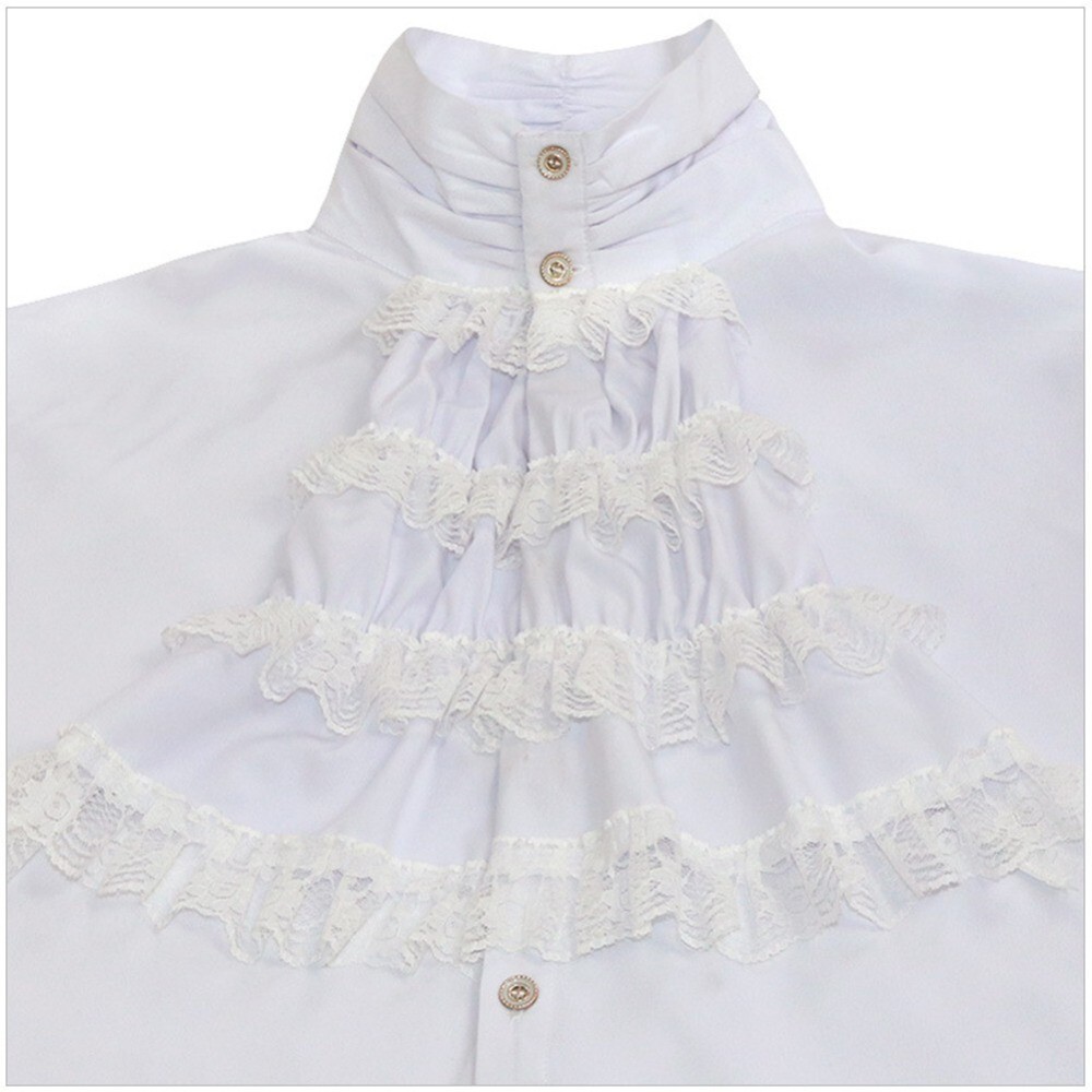 Men Vampire Victorian Renaissance Blouse Tops Gothic Ruffled Medieval Shirt