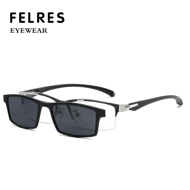 5pcs Clip-on Sunglasses Metal Eyeglass Frame Men Magnetic Polarized Glasses