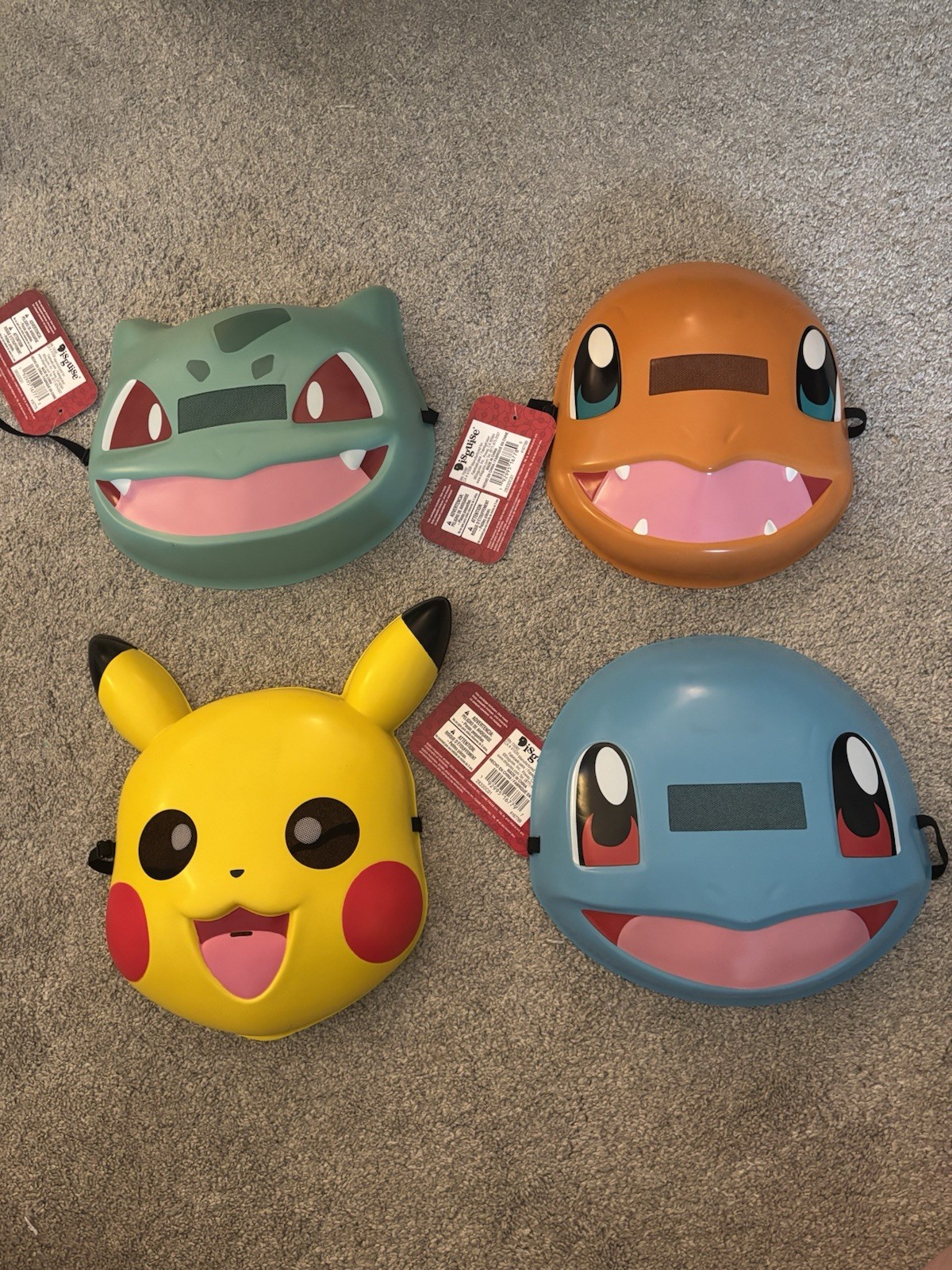 LOT OF 4 OFFICIAL Halloween Masks Pokémon starters READ DESCRIPTION