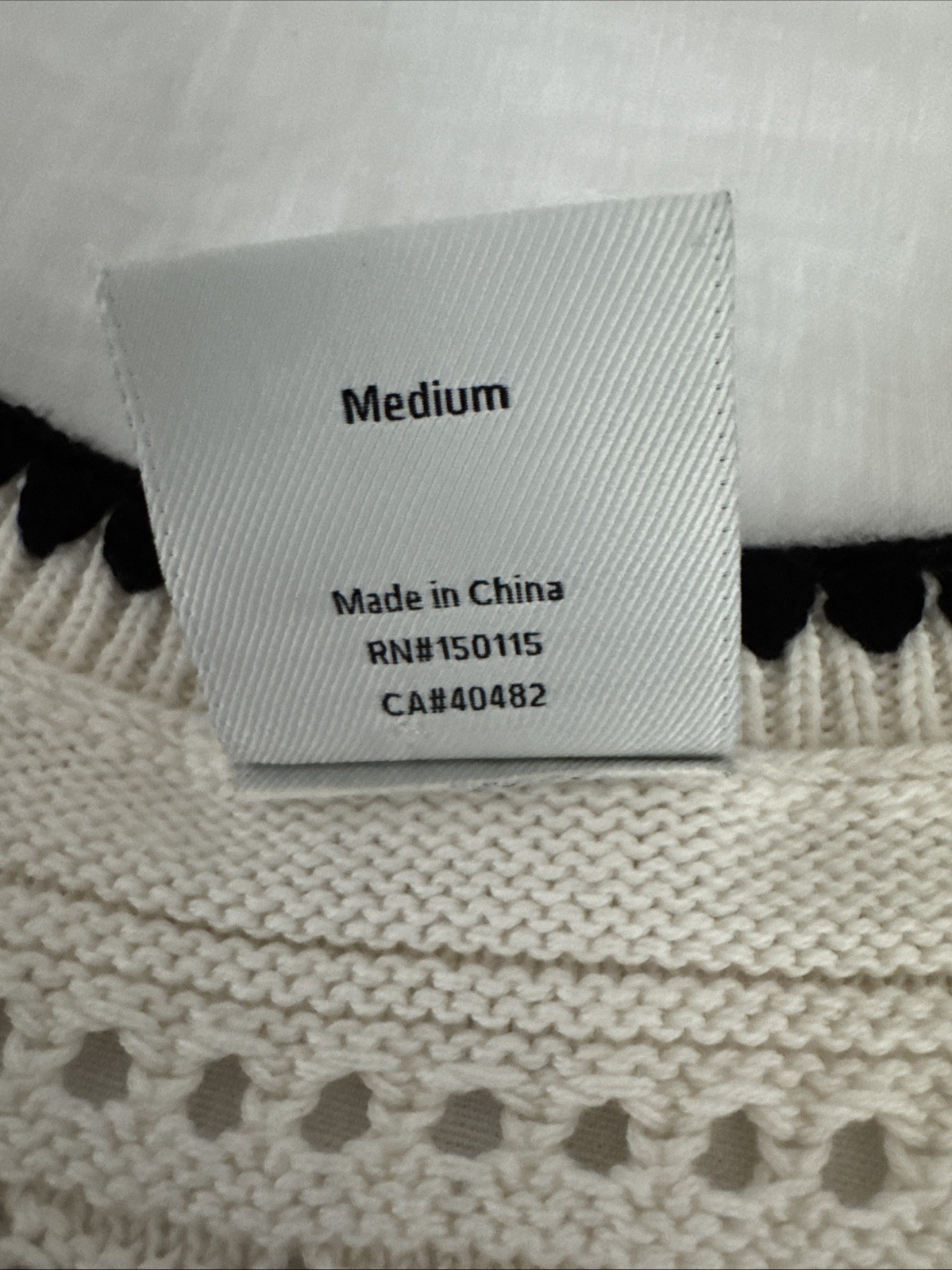 Varley Knit Sweater Vest Size Medium Cream Black Pointelle Sleeveless Top Tank