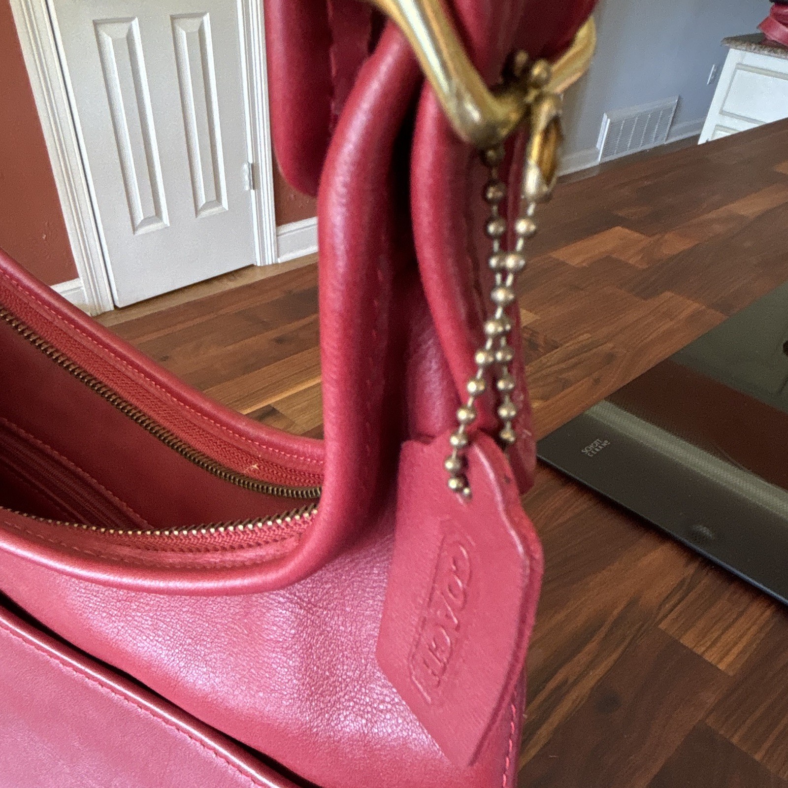 Coach Legacy Red Medium Crescent Shoulder Bag Gold Hardware Lined 9058