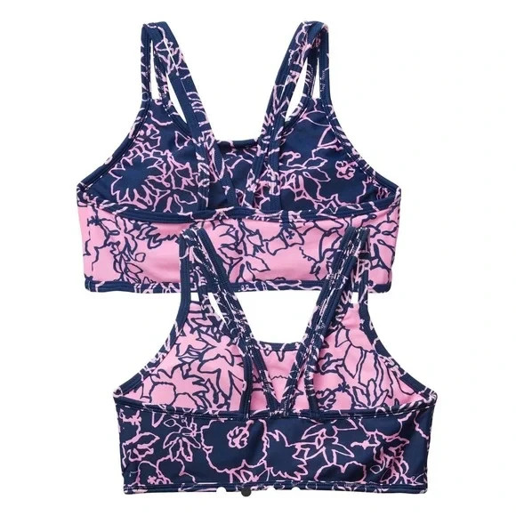 New Athleta Girl Reversible Pool Days Bikini Top – XL 14 – Tropical floral pink