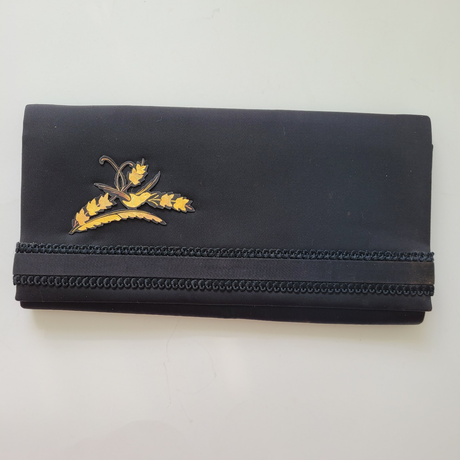 Satin Purse Damascene Toledo Spain Enhancement Gold Tone Jewelry Vtg 70’s