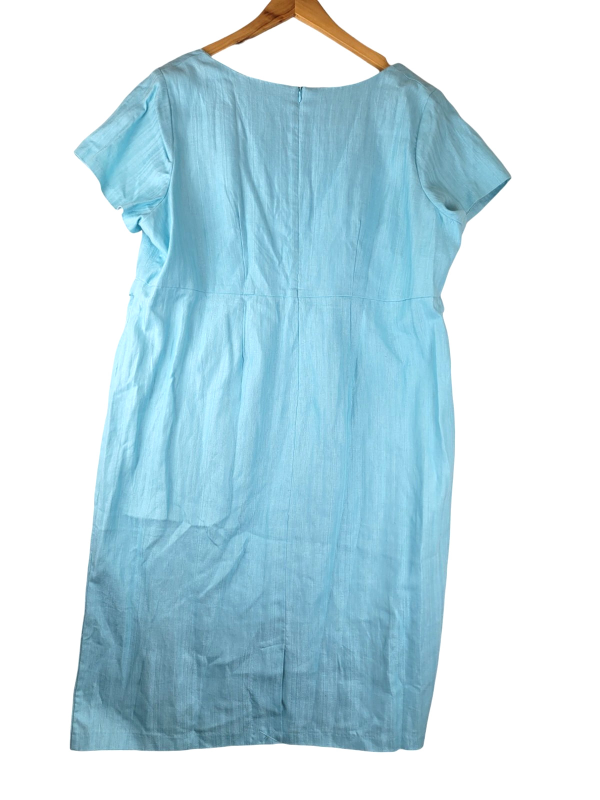 Jessica London Career Dress Womens 22 Blue Belted Milkmaid Old Money Back Zip