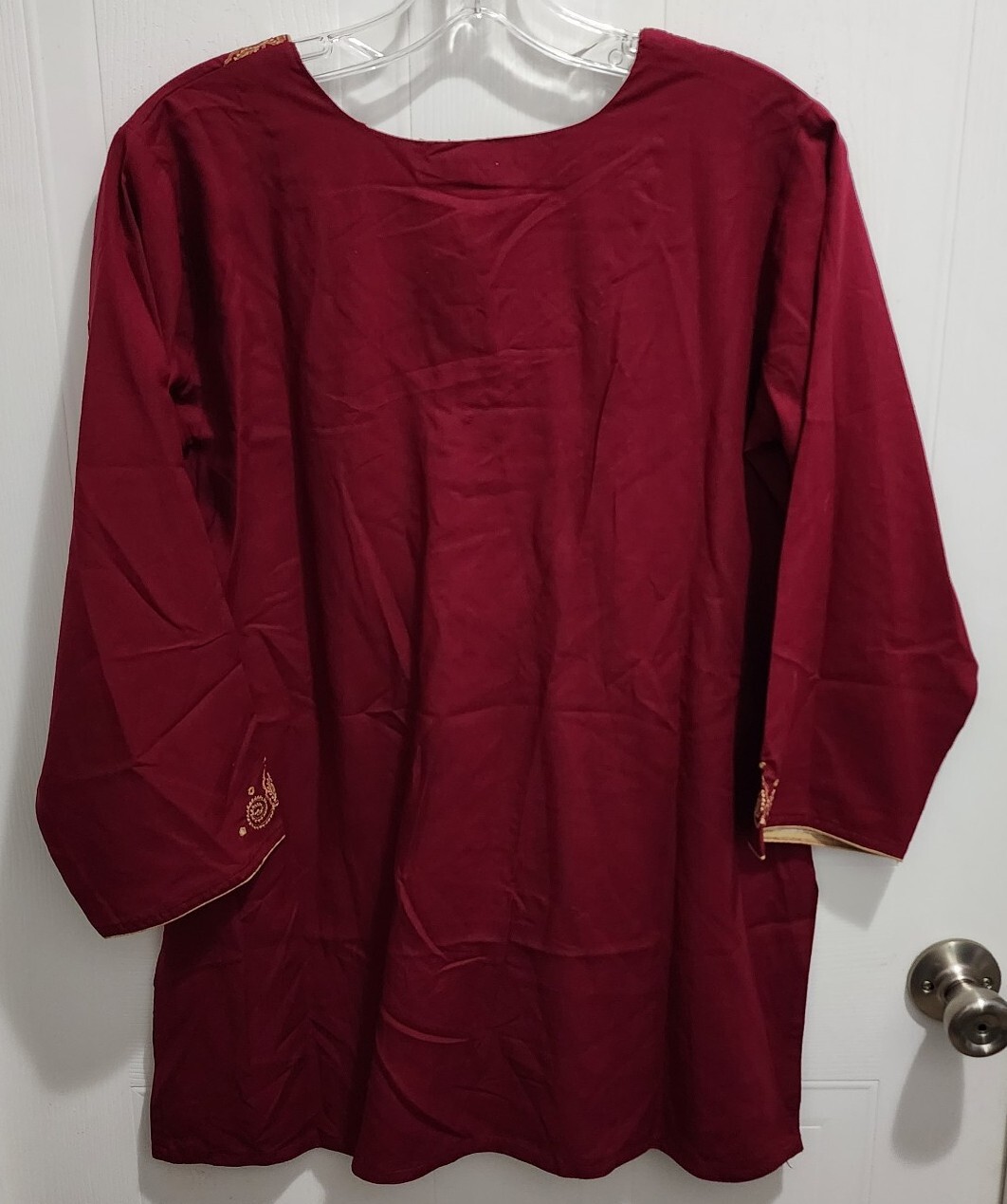 NEW Sakshi Kurti Top 3/4 Sleeve Red Embroidered Salwar Kameez India Size Large