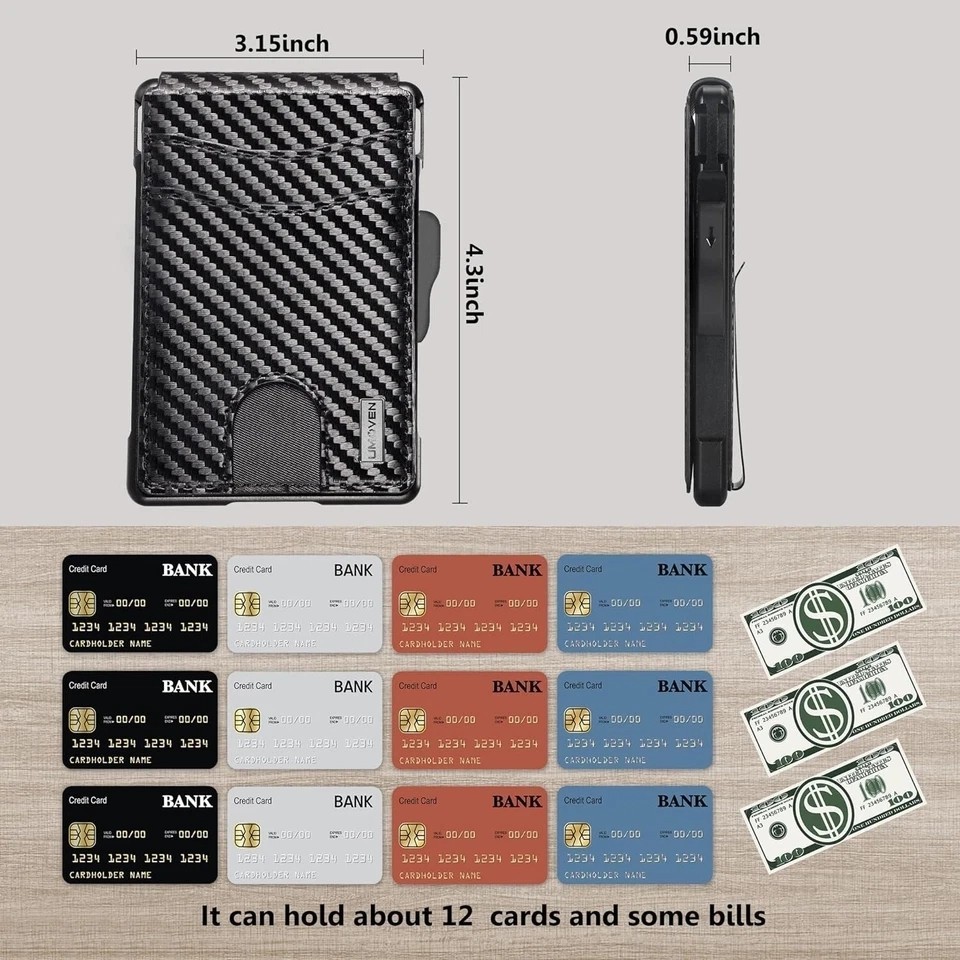 Slim RDIF Blocking Pop Up Wallet For Men, Bifold W/ Money Clip Minimalist