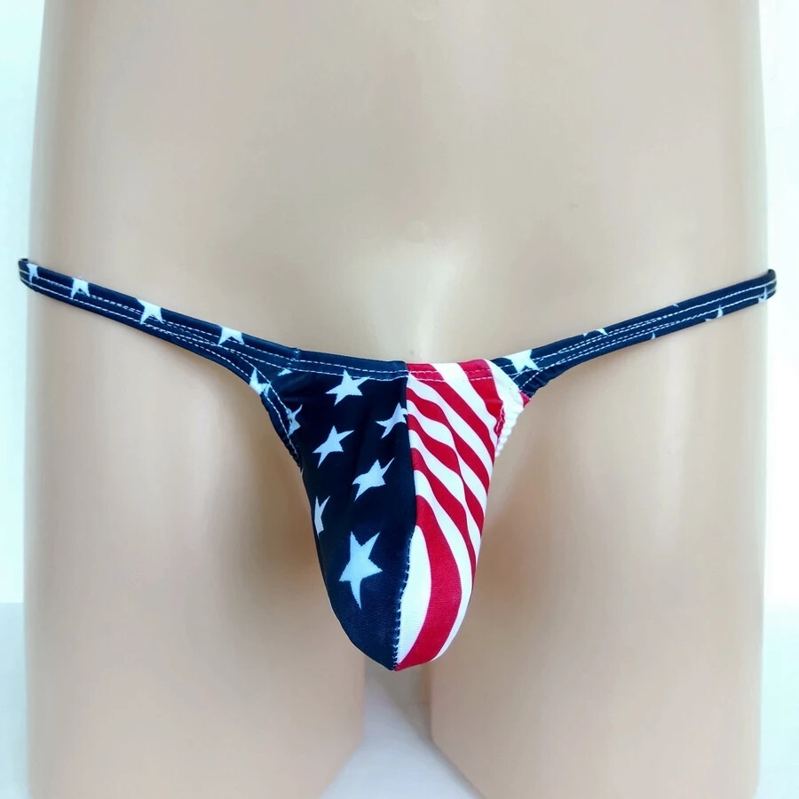 USA SELLER SEXY MENS K403B GRAPE SMUGGLERS MICRO (S/M 28-34) THONG-STARS/STRIPES