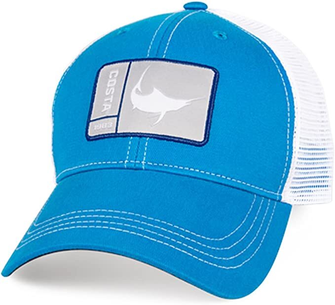 Costa Del Mar Original Patch Marlin Blue And White Adjustable Hat Cap Brand New