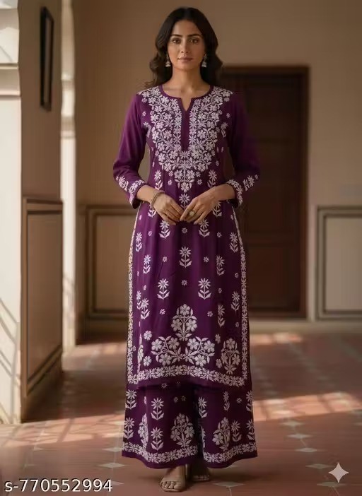 Readymad Chikanakari Kurta/kurti and plazoo Set for Women’s Party Festive Outfit