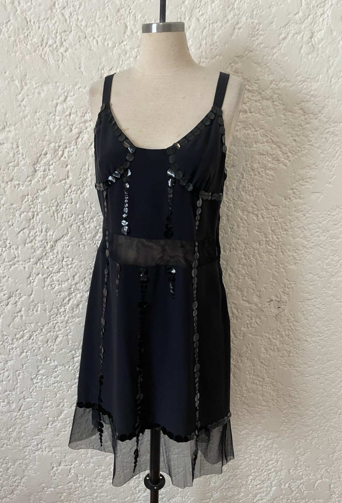 Marc Jacob’s Black 100% Silk Sequin Embellished Dress Size 6, Cocktail Party