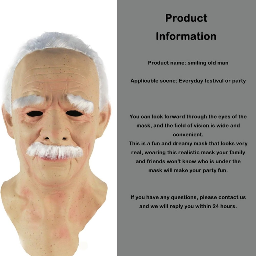 Old Man Mask Latex Halloween Cosplay Party Realistic Full Face Masks Headgear US