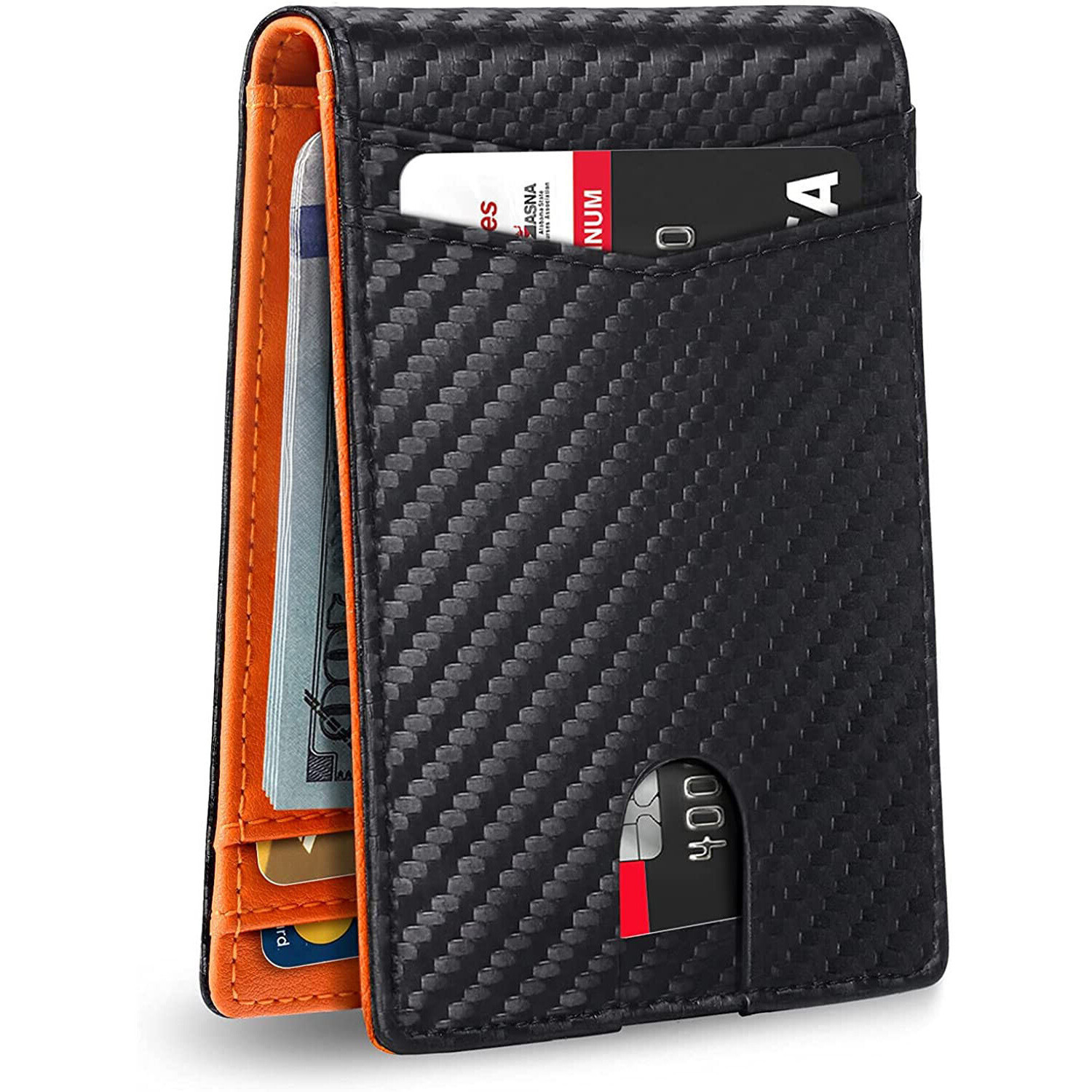 Mens Slim Wallet RFID Blocking Bifold Wallets for Men Minimalist Genuine Leather