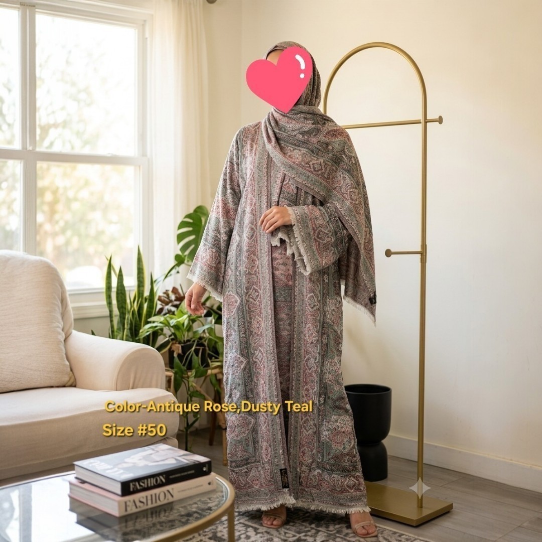 Pashmina ABAYA with scarf.size 50. ( NO RETURNS ACCEPTED SALES ARE FINAL)