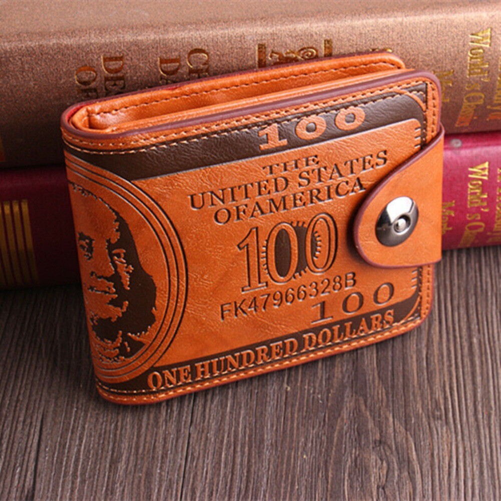 Men’s Novelty US 100 Dollar Wallet PU Leather Bill Money Billfold Card Holder US