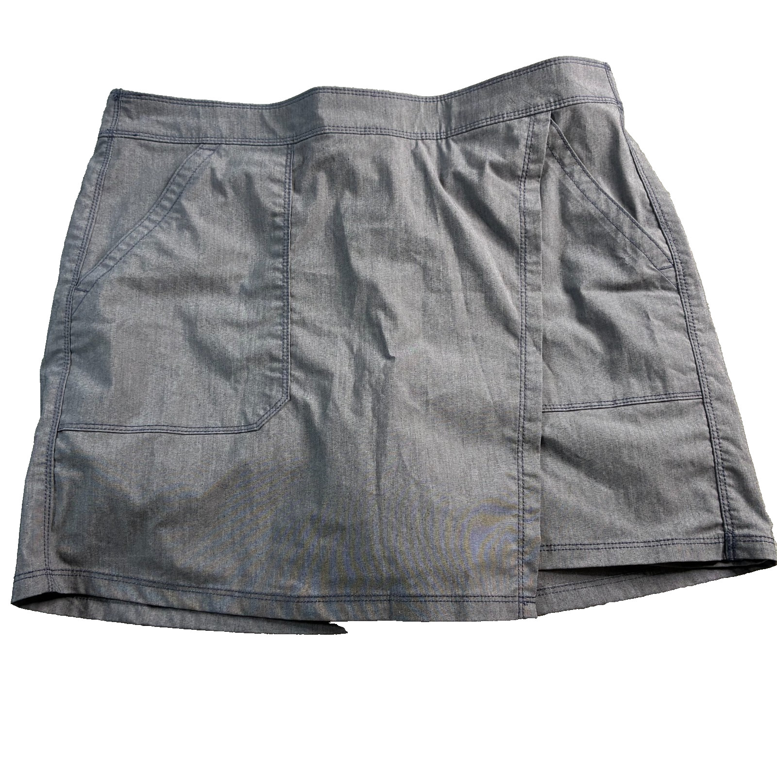 Columbia Womens Skort Blueish Gray Elastic Waist Longer Days Size 14 Omni Shield