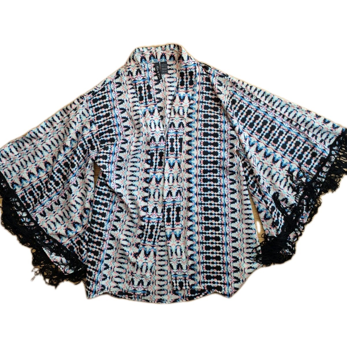 Fun & Flirt Women’s Geometric Multicolor Fringe Woven Polyester Shawl/Wrap