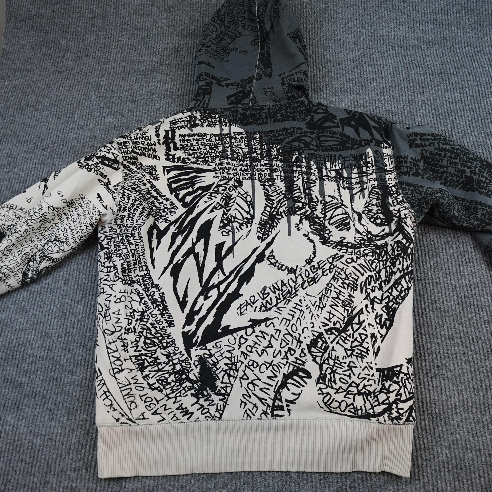 Fox Racing Sasquatch Hoodie Mens XL Black Fleece Full Zip Sweatshirt AOP Graphic