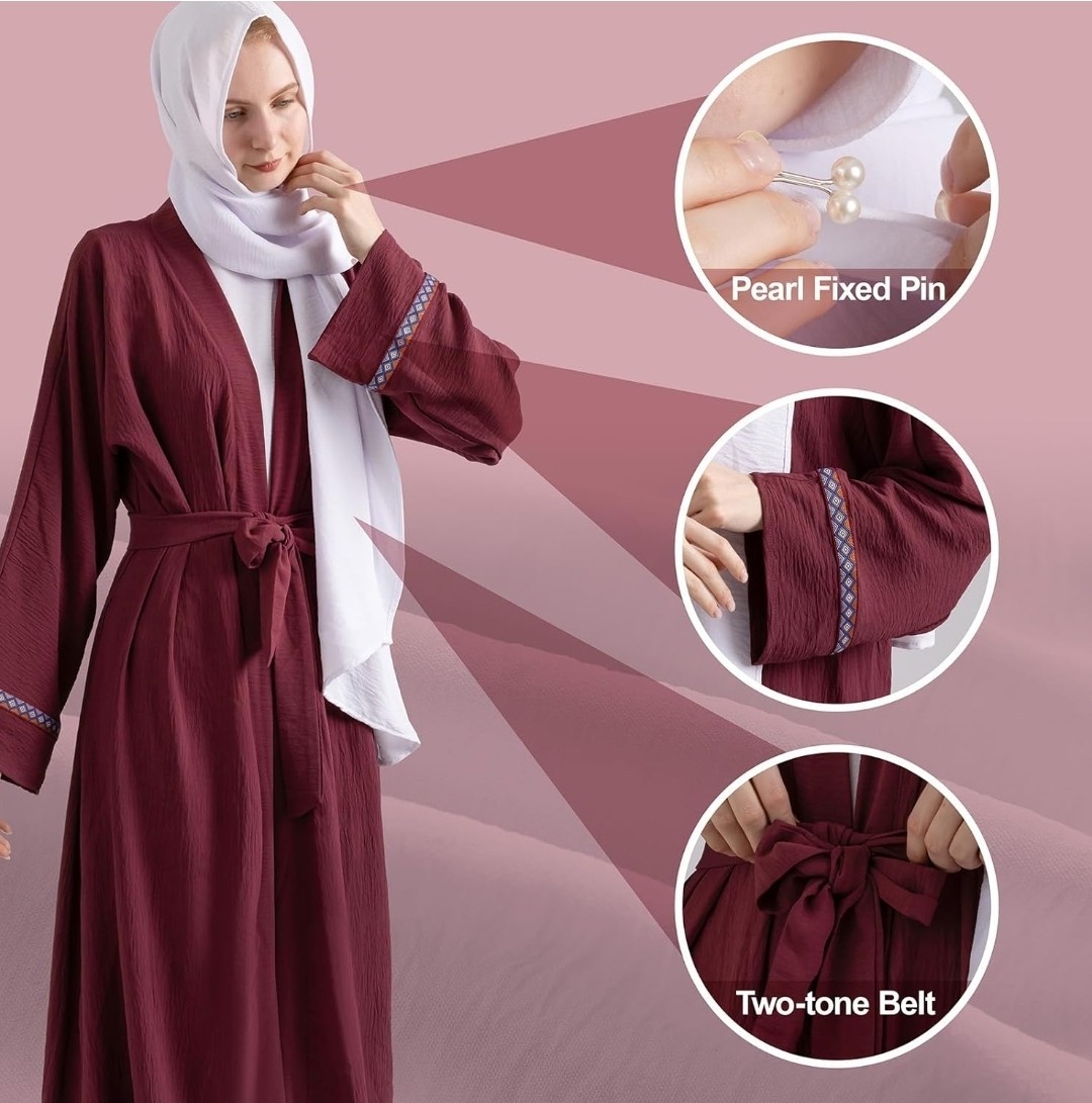 5 Pcs Muslim Abaya Dress for Women with Hijab Modest Islamic Dubai Style