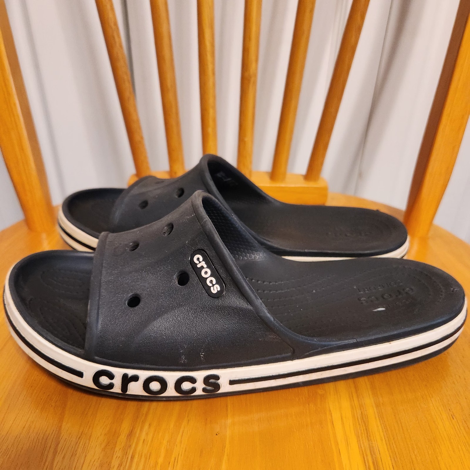Crocs Bayaband Slide sandals M/8-W/10 Black White Unisex