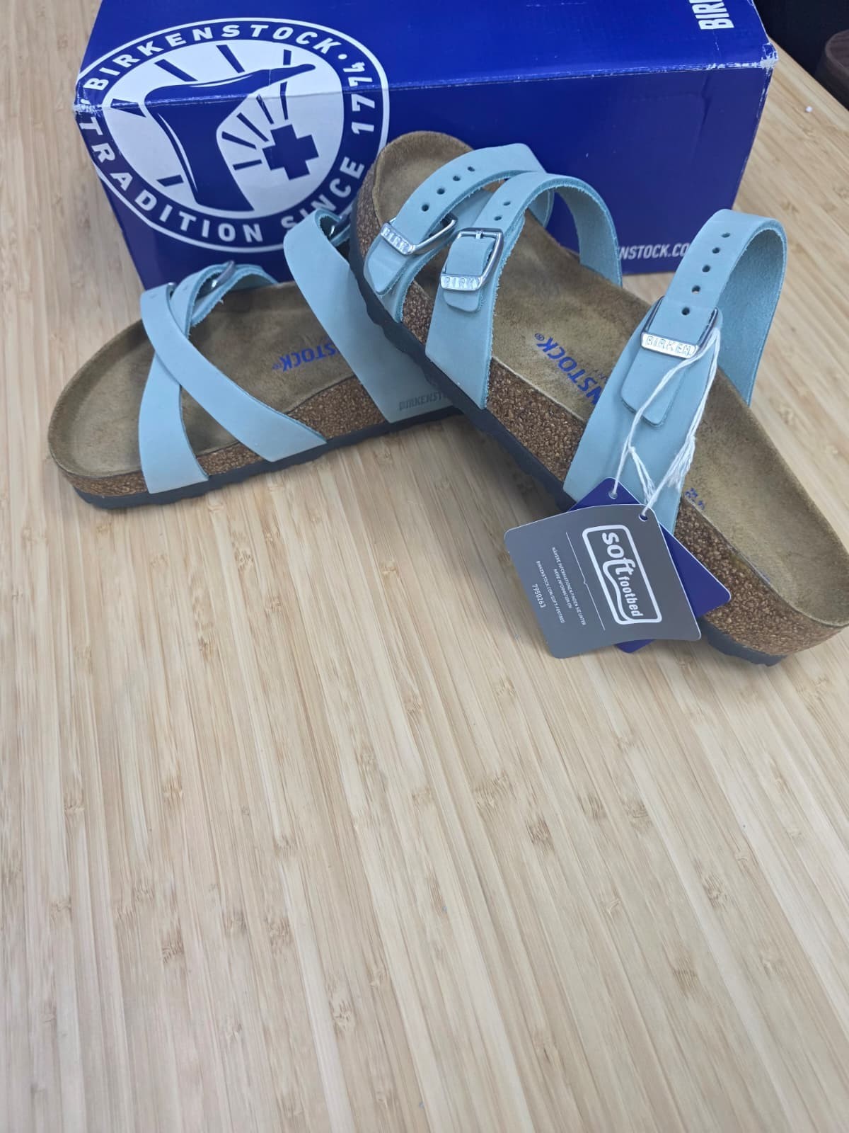 Birkenstock Franca Unisex Sandal Faded Aqua Nubuck Size EU 39/US W8-M6
