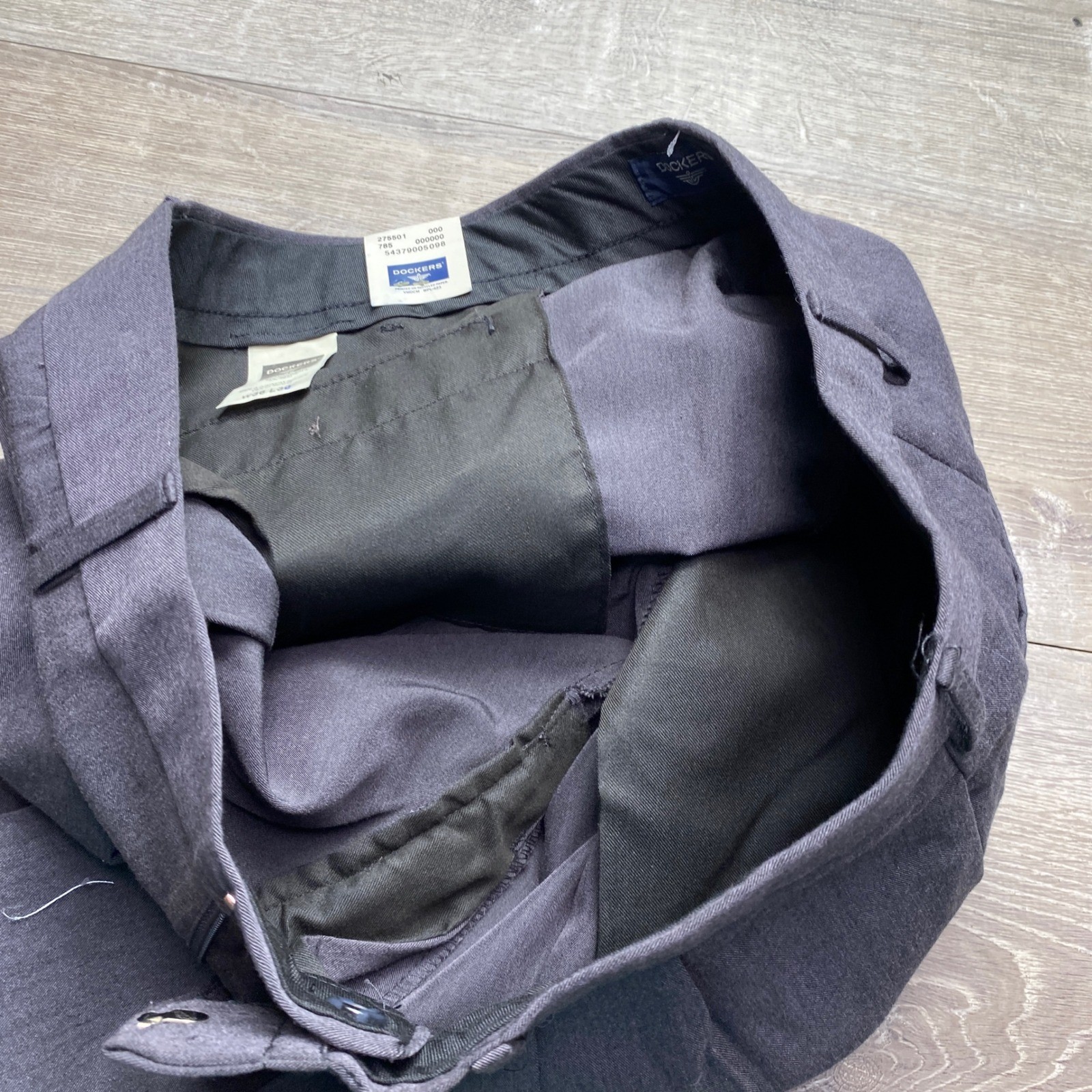 Dockers Mens 36×30 Relaxed Fit Pleated Cuffed Gabardine Pants Grey NEW