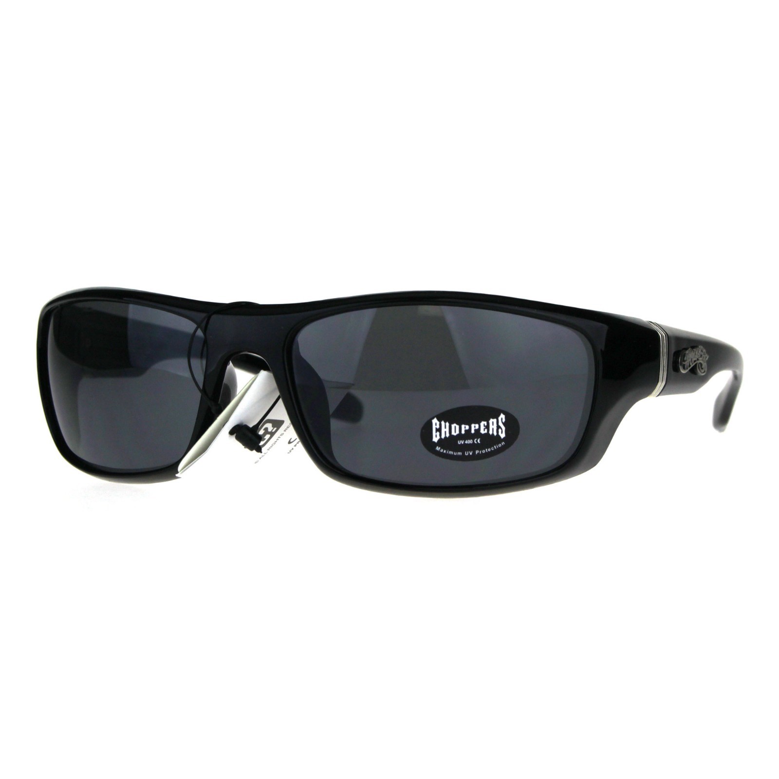 Choppers Sunglasses Men’s Wrap Around Biker Fashion Shades UV400 Black